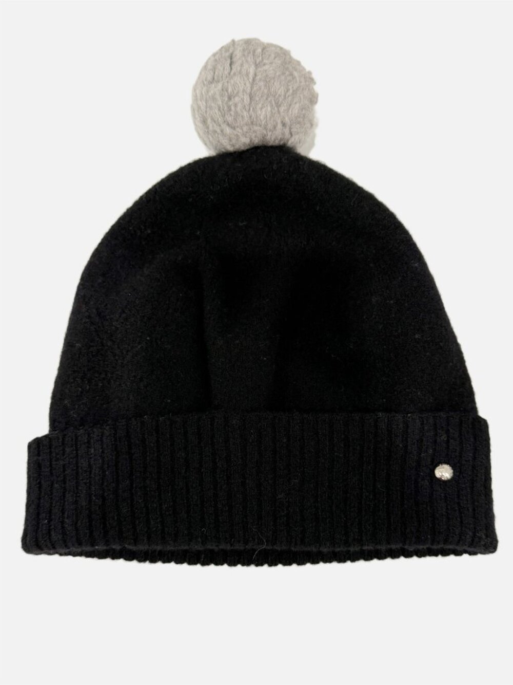 LOUIS VUITTON Knit Beanie Hat Monogram Black Wool w/ Grey Pom-Pom M75538 - Picture 1 of 7